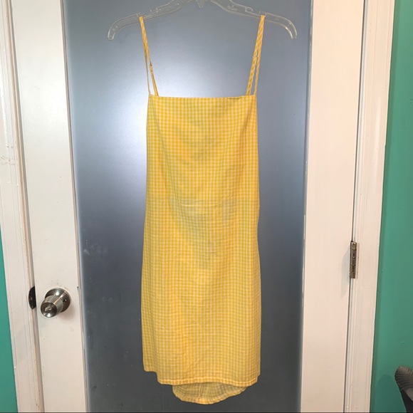 Zaful Dresses & Skirts - ZAFUL | Open Back Checkered Sun Dress Yellow